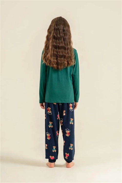 RolyPoly Kız Çocuk Baskılı Pijama Takımı Yeşil RP3918-3
