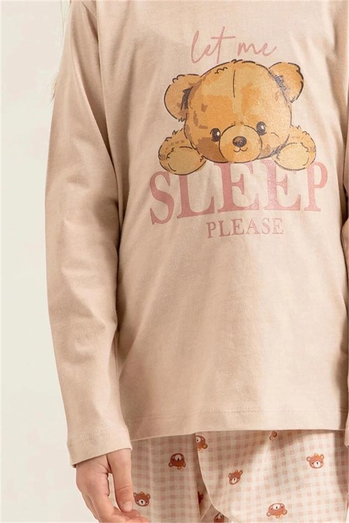 RolyPoly Kız Çocuk Baskılı Pijama Takımı Bej RP3915-3