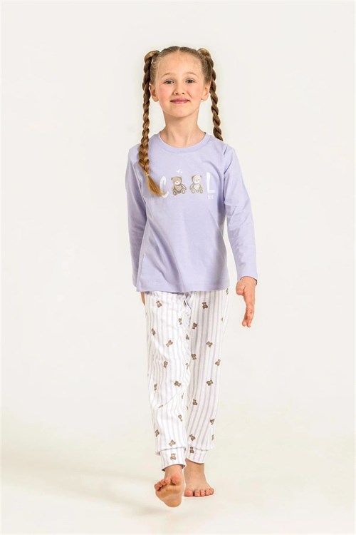 RolyPoly Kız Çocuk Baskılı Pijama Takımı Lila RP3912-3