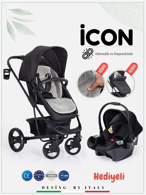 Sunny Baby 9023 İcon Travel Sistem Bebek Arabası Siyah 
