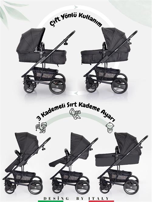 Sunny Baby 9023 İcon Travel Sistem Bebek Arabası Siyah 