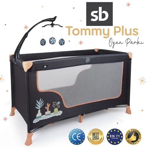 Sunny Baby 9155 Tommy Plus Dönenceli Oyun Parkı Park Yatak 60x120 Gri