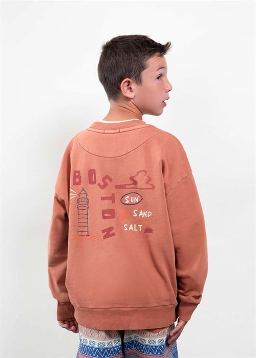 The Boston Kids Erkek Çocuk Baskılı Sweatshirt Tarçın 6423