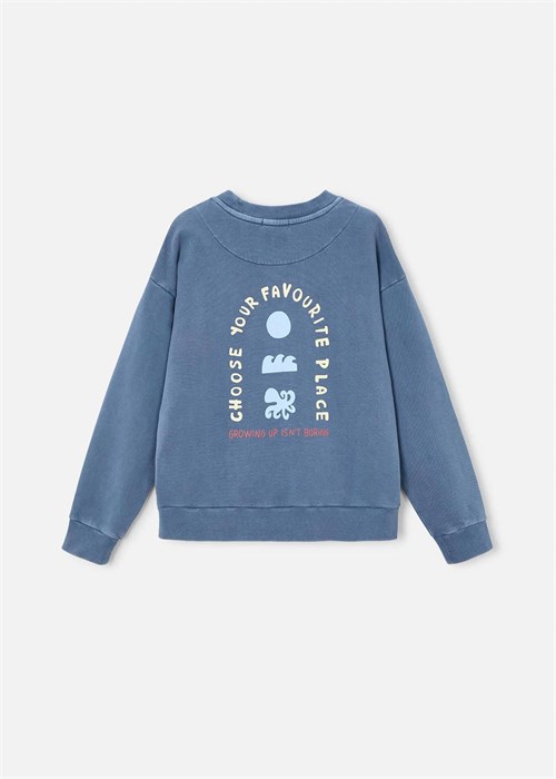 The Boston Kids Erkek Çocuk Baskılı Sweatshirt Mavi 6423