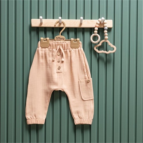 Tiffany Baby Bebek Lycra Theme Müslin Düğmeli Pantolon Bej 26006