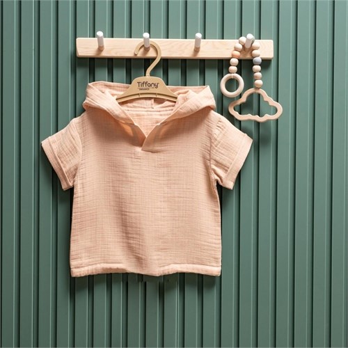 Tiffany Baby Bebek Müslin Theme Kapüşonlu Tişört Bej 26123