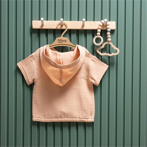 Tiffany Baby Bebek Müslin Theme Kapüşonlu Tişört Bej 26123