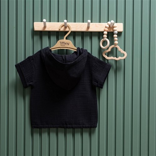 Tiffany Baby Bebek Müslin Theme Kapüşonlu Tişört Siyah 26123