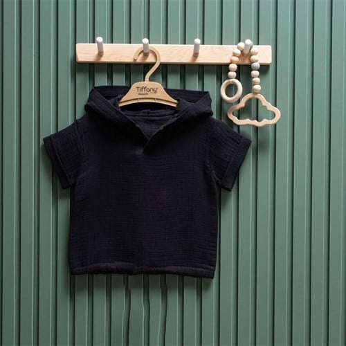 Tiffany Baby Bebek Müslin Theme Kapüşonlu Tişört Siyah 26123
