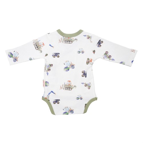 Tiffany Baby Erkek Bebek Work Machine Theme Kruvaze Badi Beyaz/Yeşil INT 24 13022