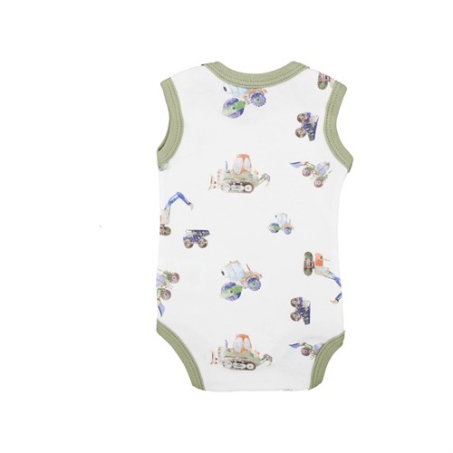 Tiffany Baby Erkek Bebek Work Machine Theme Atlet Body Ekru 13009