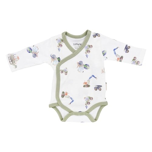 Tiffany Baby Erkek Bebek Work Machine Theme Kruvaze Badi Beyaz/Yeşil INT 24 13022