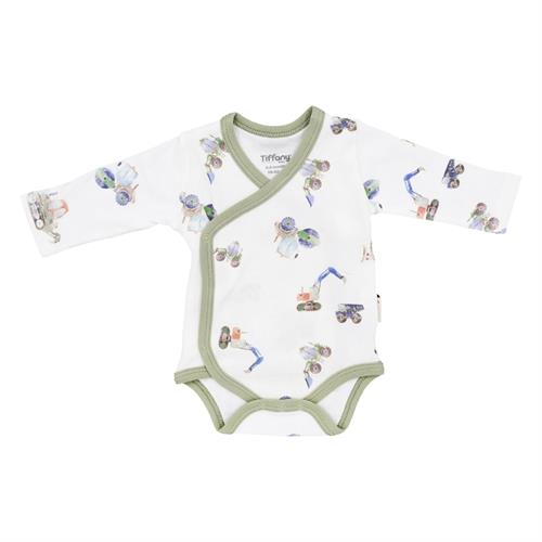 Tiffany Baby Erkek Bebek Work Machine Theme Kruvaze Badi Beyaz/Yeşil INT 24 13022