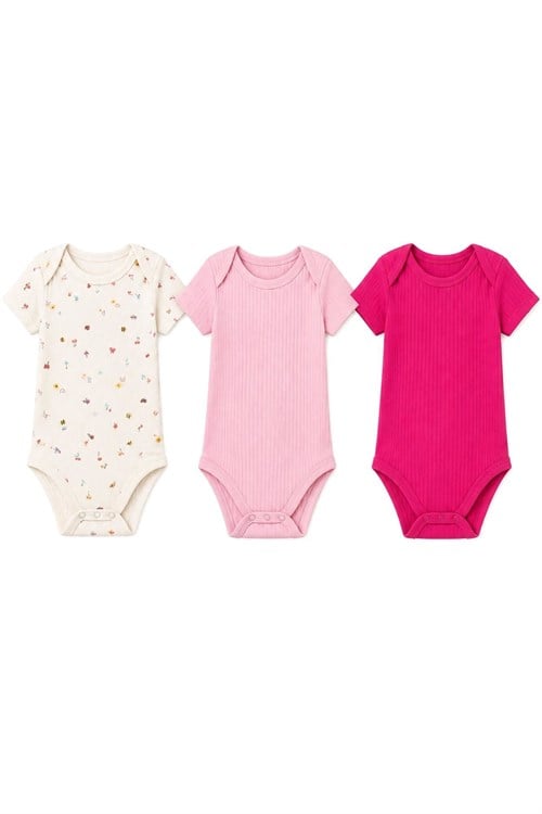 Tiffany Baby Kız Bebek Butterfly Theme 3lü Yarım Kol Badi Set Pembe 48008