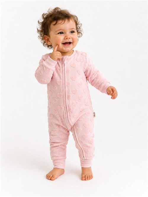 Tiffany Baby Kız Bebek Puffy Love Theme Fermuarlı Tulum Pudra 31033