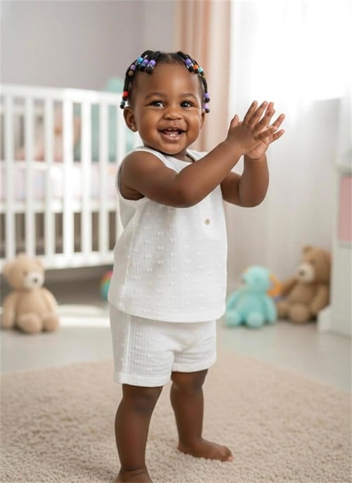 Tiffany Baby Kız  Bebek Pure Theme Müslin Düğmeli Kolsuz Tişört Beyaz 20139