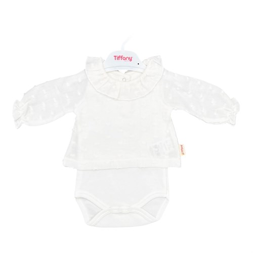 Tiffany Bebek Müslin Zıbın Body Ekru 10088