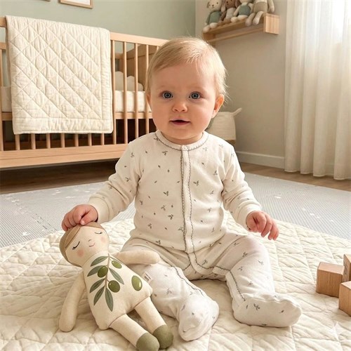 Tiffany Bebek Olive Branch Theme Patikli Tulum Ekru 46033