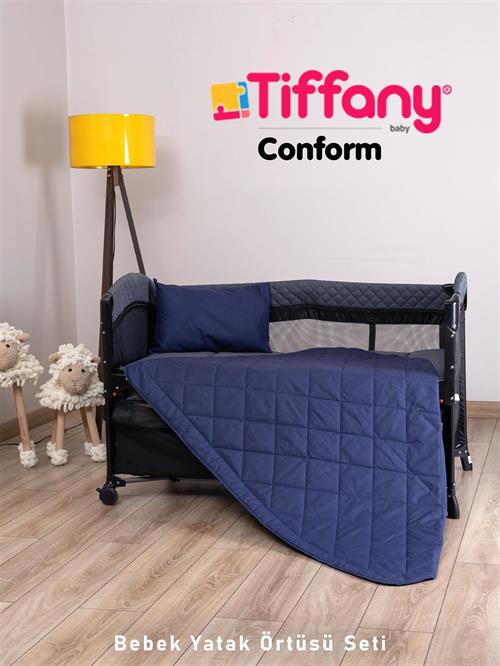 Tiffany Conform Kapitoneli Bebek Yatak Örtüsü Lacivert 971070