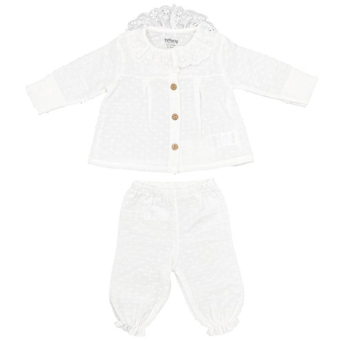 Tiffany Kız Bebek Müslin Alt Üst Takım Ekru 10135
