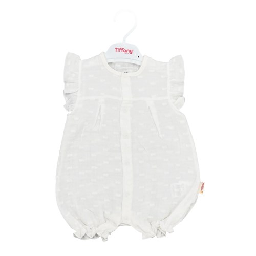 Tiffany Kız Bebek Müslin Kısa Tulum Ekru 10089