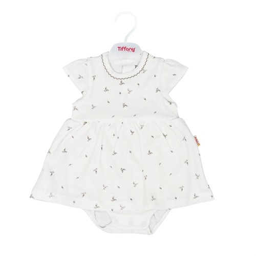 Tiffany Kız Bebek Olive Branch Theme Elbise Badi Ekru 46086