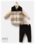 Tongs Baby Erkek Bebek Big Plaid 3lü Yelek Kadife Pantolon Takım Hardal 6002