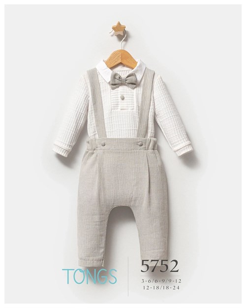 Tongs Baby Erkek Bebek Stylish And Comfy Salopet Body Takım Gri 5752