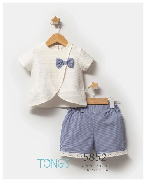 Tongs Baby Kız Bebek Sailing Girl Çizgili Alt Üst Takım Mavi 5852