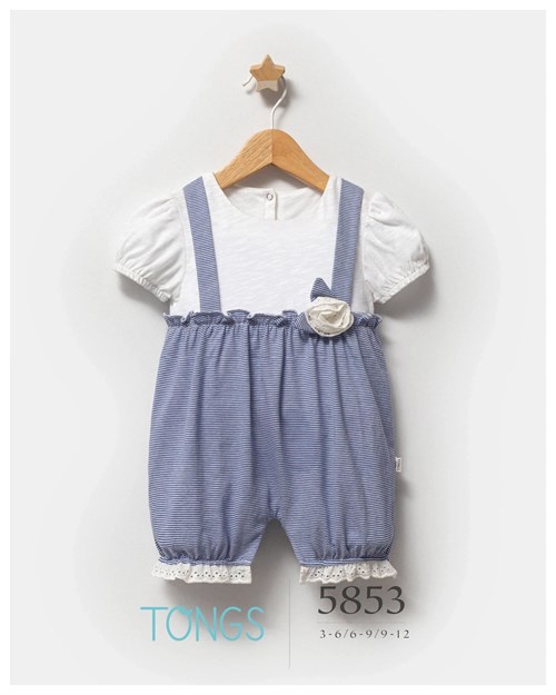 Tongs Baby Kız Bebek Sailing Girl Çizgili Tulum Mavi 5853