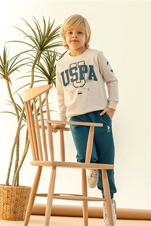 U.S Polo Assn Erkek Çocuk Baskılı Eşofman Takımı Taş US2618-G