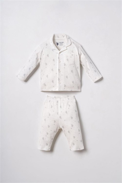 U.S Polo Assn Erkek Bebek Gömlek Pijama Takımı Beyaz USB3111