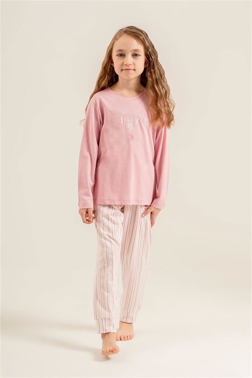 U.S Polo Assn Kız Çocuk Baskılı Pijama Takımı Pembe US2727-4