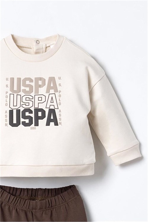 U.S Polo Assn Erkek Bebek 2li Alt Üst Takım Bej USB3180