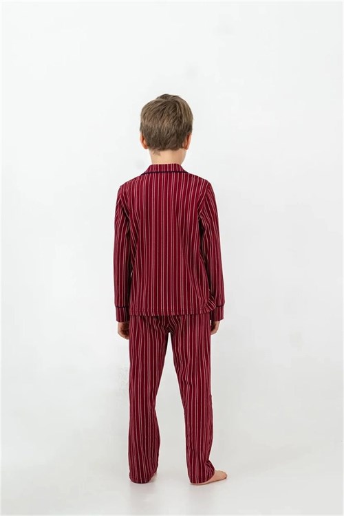 U.S Polo Assn Erkek Çocuk Nakışlı Gömlek Pijama Takımı Bordo US2644-4