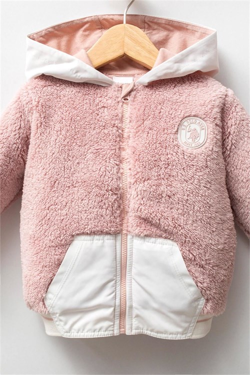 U.S Polo Assn Kız Bebek Peluş Mont Pudra USB2746