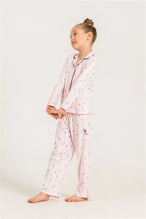 U.S Polo Assn Kız Çocuk Gömlek Pijama Takımı Pembe US2726-4