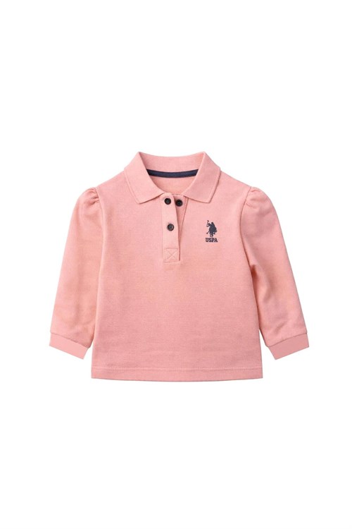 U.S Polo Assn Kız Bebek Polo Yaka Uzun Kol Tişört Pembe USB3051