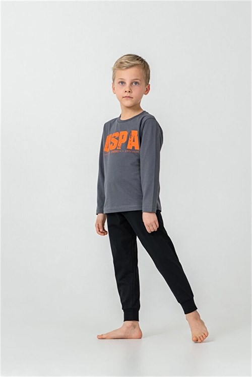 U.S Polo Assn Erkek Çocuk Baskılı Pijama Takımı Füme US2634-4