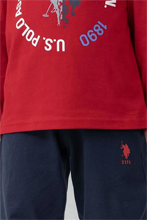 U.S Polo Assn Erkek Çocuk Baskılı Pijama Takımı Kırmızı US2638-4