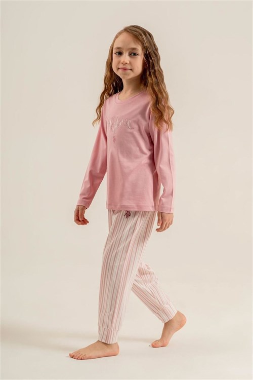 U.S Polo Assn Kız Çocuk Baskılı Pijama Takımı Pembe US2727-G