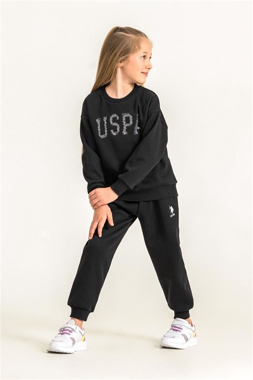 U.S Polo Assn Kız Çocuk Nakışlı Eşofman Takımı Siyah US2723-G