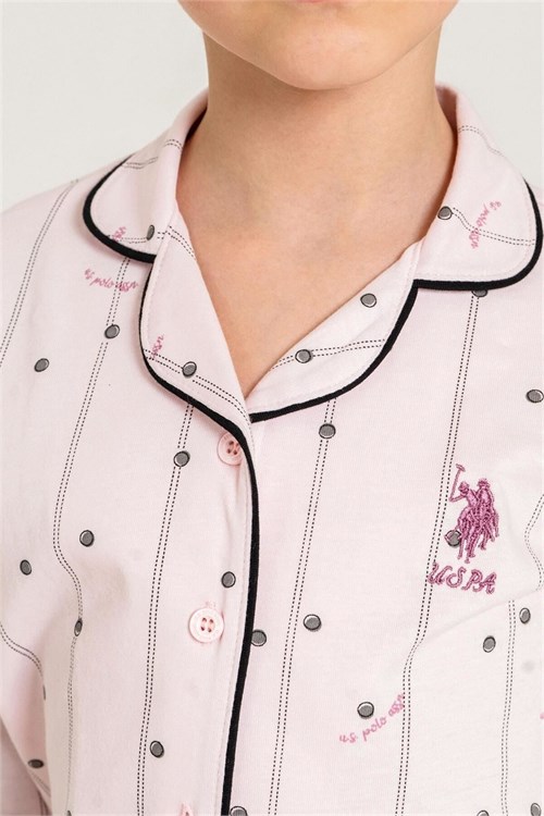 U.S Polo Assn Kız Çocuk Gömlek Pijama Takımı Pembe US2726-G