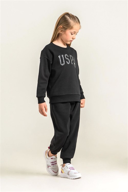 U.S Polo Assn Kız Çocuk Nakışlı Eşofman Takımı Siyah US2723-G