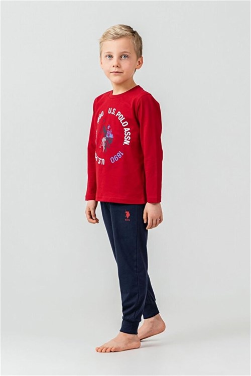 U.S Polo Assn Erkek Çocuk Baskılı Pijama Takımı Kırmızı US2638-G