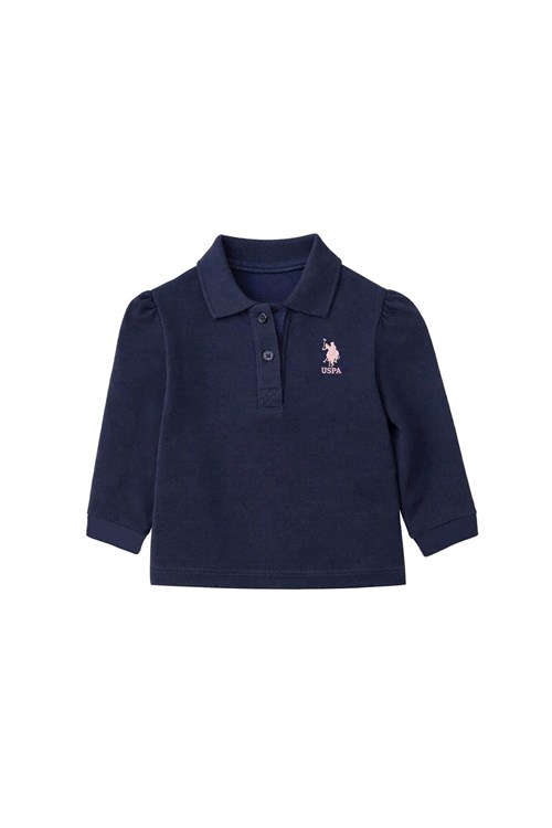 U.S Polo Assn Kız Bebek Polo Yaka Uzun Kol Tişört Lacivert USB3051