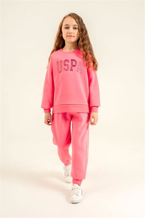 U.S Polo Assn Kız Çocuk Nakışlı Eşofman Takımı Pembe US2723-G