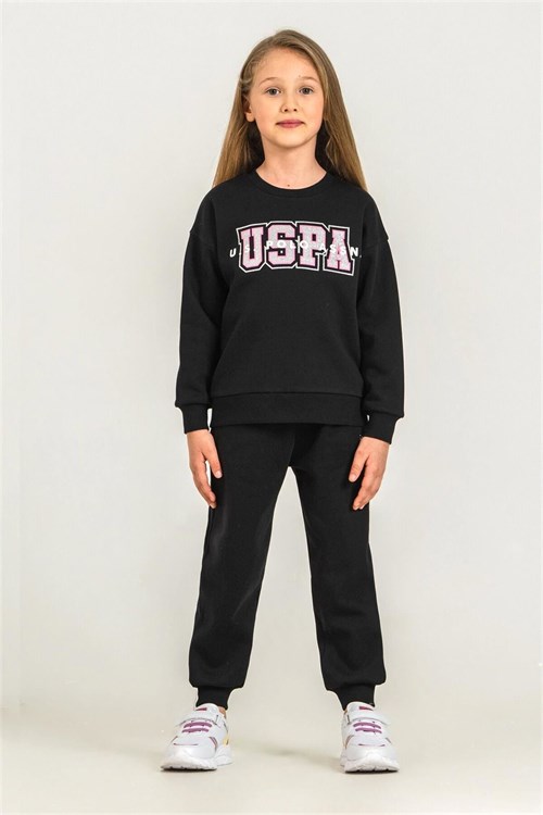 U.S Polo Assn Kız Çocuk Baskılı Eşofman Takımı Siyah US2717-G