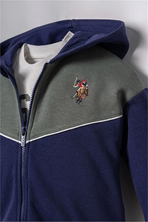 U.S Polo Assn Erkek Bebek 3lü Kapüşonlu Ceket Takım Lacivert USB3194