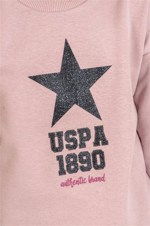 U.S Polo Assn Kız Çocuk Baskılı Eşofman Takımı Pudra US2719-G
